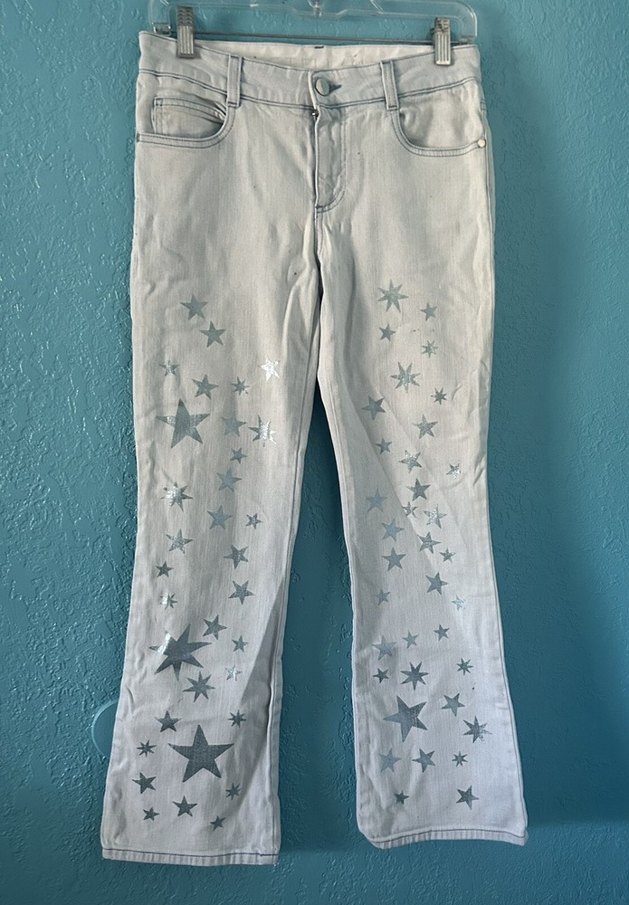 Stella McCartney Women's Blue Star Printed Denim Jeans Size 27 Made in Italy .