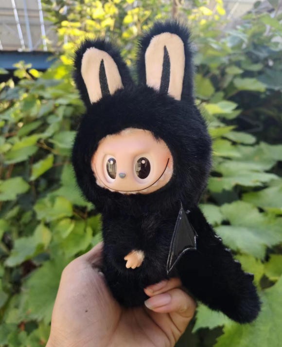 (No Toys) Black Suit for 17cm Labubu Replace Clothes Monster The Angel Wing Set