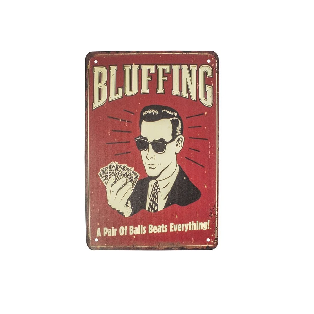 ,Treasure Gurus Funny Metal Retro Bluffing a Pair of Balls Beats Everything W...