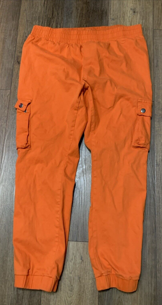 Roma Studio Orange Cargo Joggers Womens 3X Colorful Hip Hop