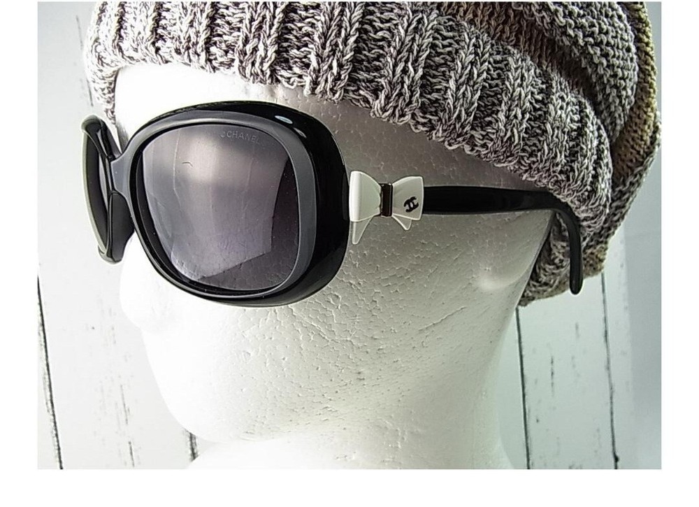CHANEL 5170-A Black Ribbon Side Coco Logo Plastic Frame Sunglasses #3