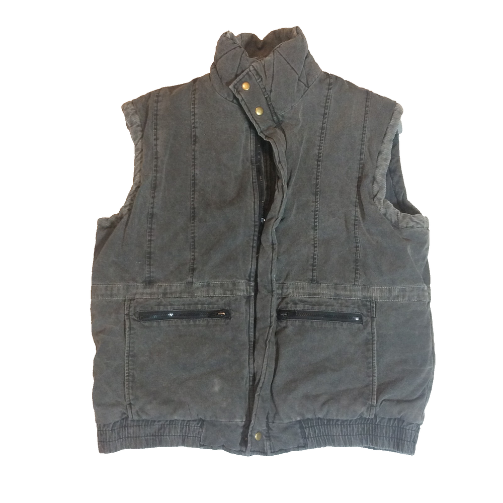 Vtg 80's In Crowd By Celebration Vest Men's Sz L Gray Insulated Quilted Full Zip