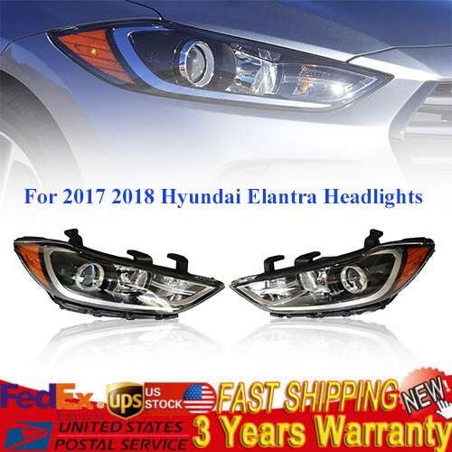 1 Pair Headlights For 2017 2018 Hyundai Elantra Left & Right Headlamps Halogen