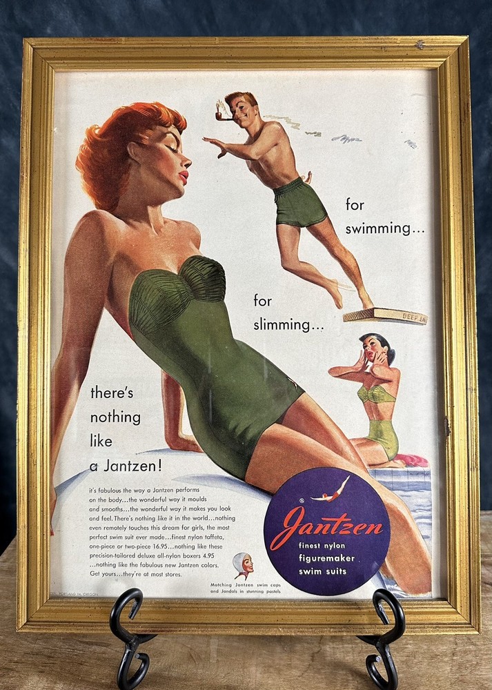 Set If 3 Framed Jantzen Cole Swim Suits Vintage Print Ads 1940's 1950's