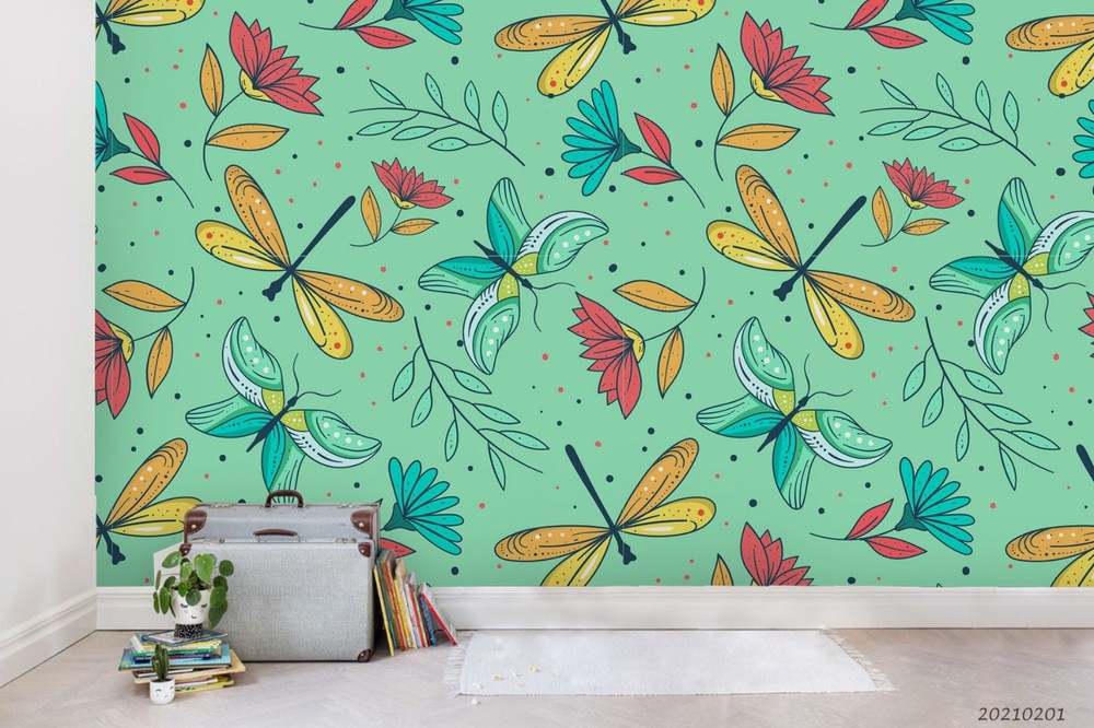 3D Flower Insect Watercolor Pattern Wall Murals Wallpaper Murals Wall Sticker 12