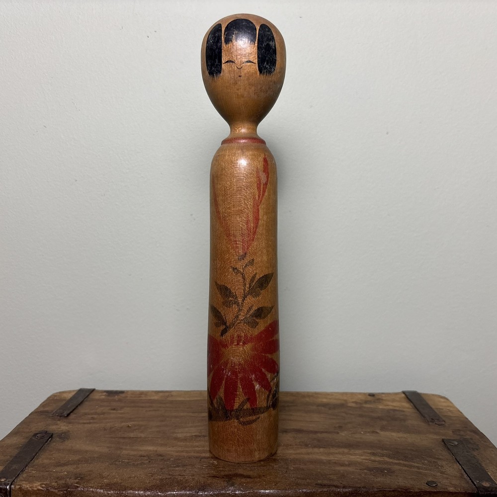 24cm Japanese Kokeshi Doll - Vintage Collectible- Antique Wooden Folk Art - #F28