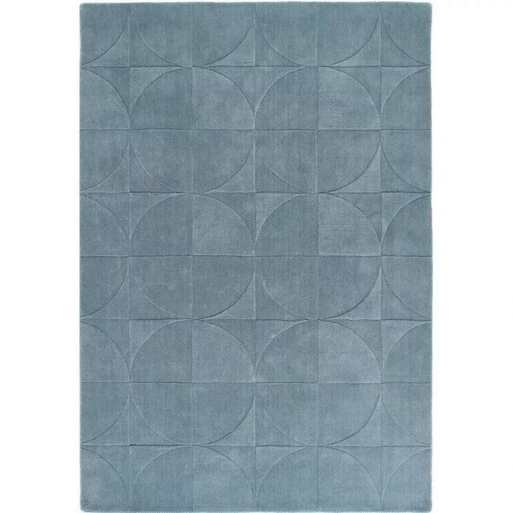 Hand Tufted Blue Geometric Area Rug, Modern Minimalist Pattern, Soft Textured