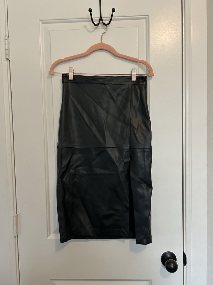 Forum Black Leather Mini Skirt for Women  