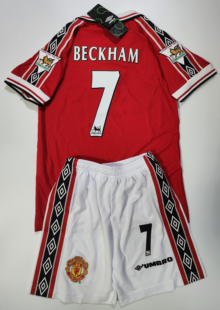 98/99 David #7 Vintage Shirt Red Retro Home Jersey And Shorts New With Tags