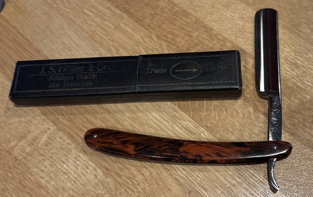 Vintage J.S. Holler & Co Straight Razor Original Case – Solingen Germany c1900