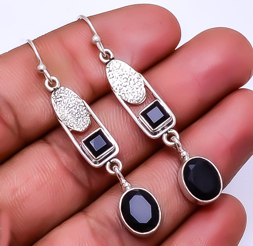 Black Onyx Designer Handmade 925 Sterling Silver Earring 2.11