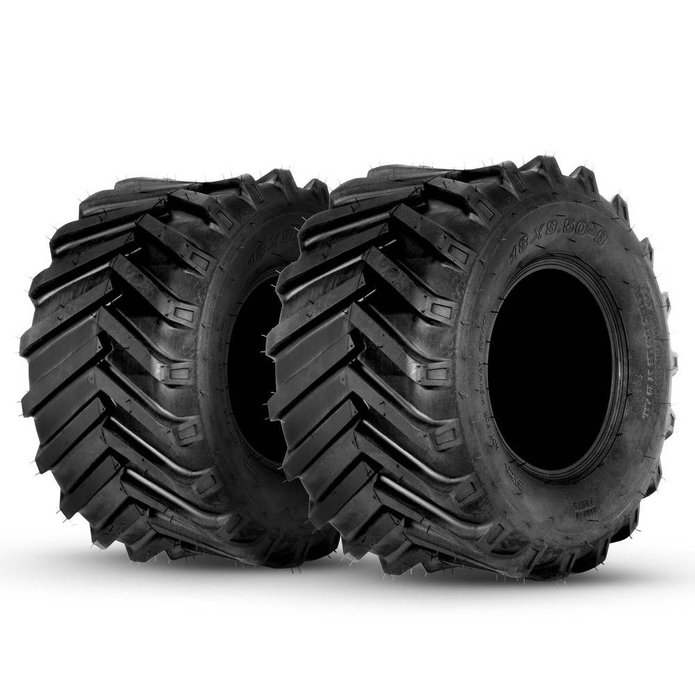 Two 18x9.50-8 18x9.5-8 18x9.5x8 Lawn Mower Tractor Turf Tires 2 Ply Rated