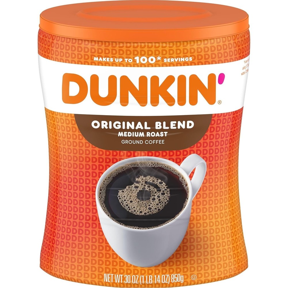Dunkin' Original Blend Medium Roast Ground Coffee Canister...