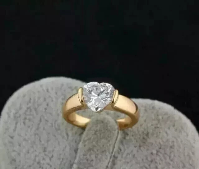 2CT Heart Cut Lab Created Diamond Women's Wedding Ring 14K Yellow Gold Plated