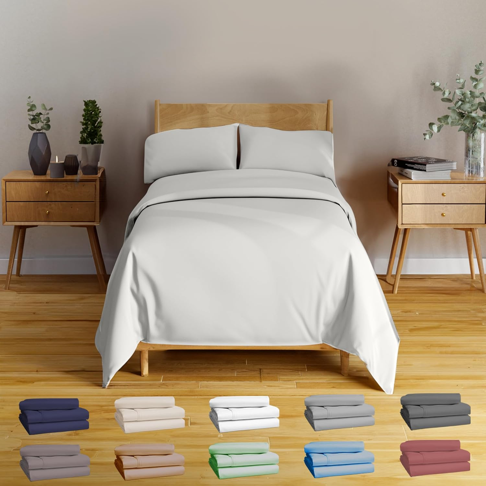 Luxury 100% Bamboo Viscose Twin Sheet Set - Soft Breathable Bedding