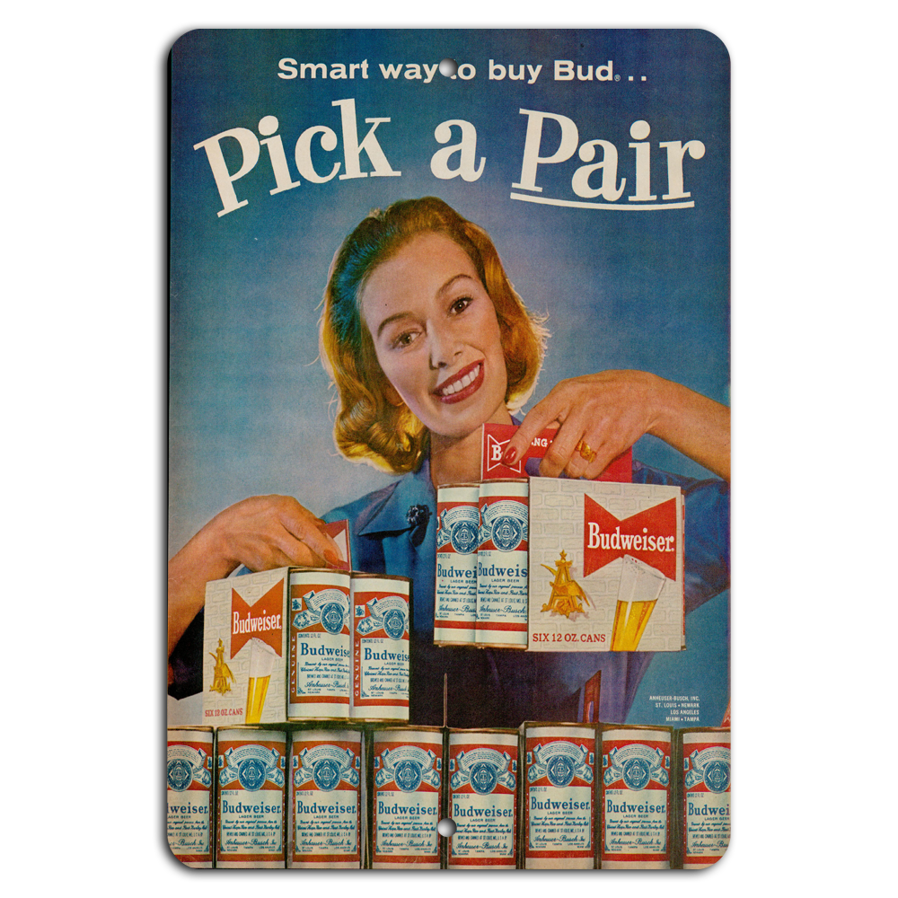 Vintage Budweiser Pick-a-Pair Retro Aluminum Beer Sign