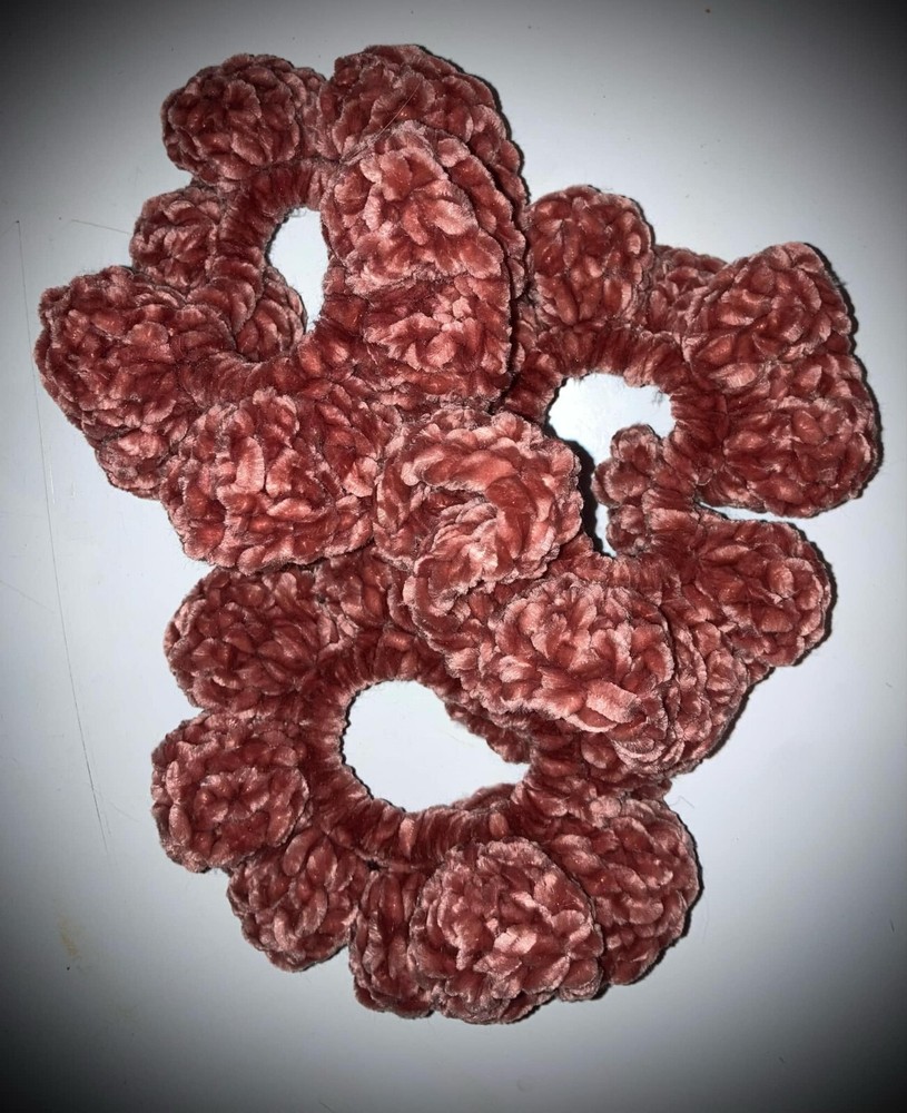 HANDMADE VELVET YARN CROCHET HAIR SCRUNCHIES!