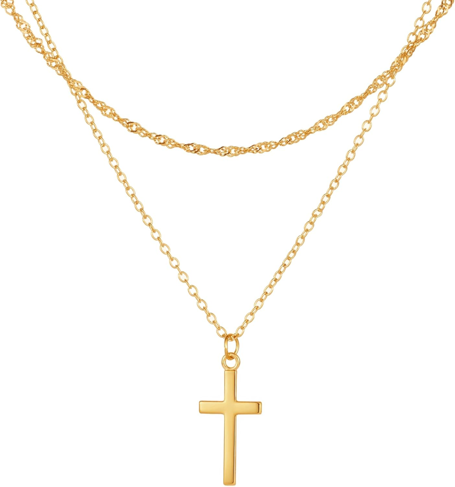 Gold Four-Leaf Clover Necklace for Women, 14K Gold-Plated Gold Necklace with Cub