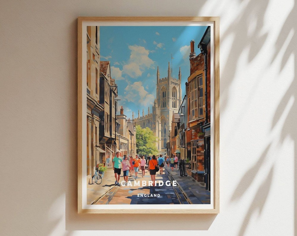 Cambridge Travel Poster Cambridge Print Cambridge Wall Art England Print