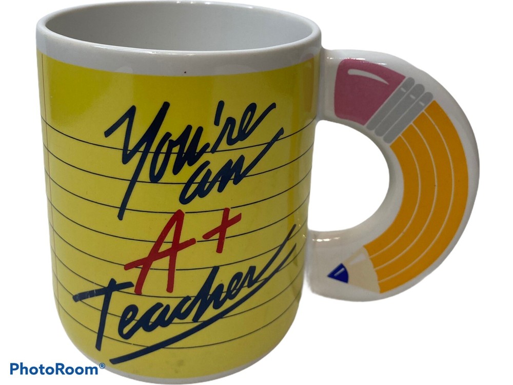 Vintage Avon You're An A+ Teacher 100% Pencil Handle Paper Coffee Cup Mug