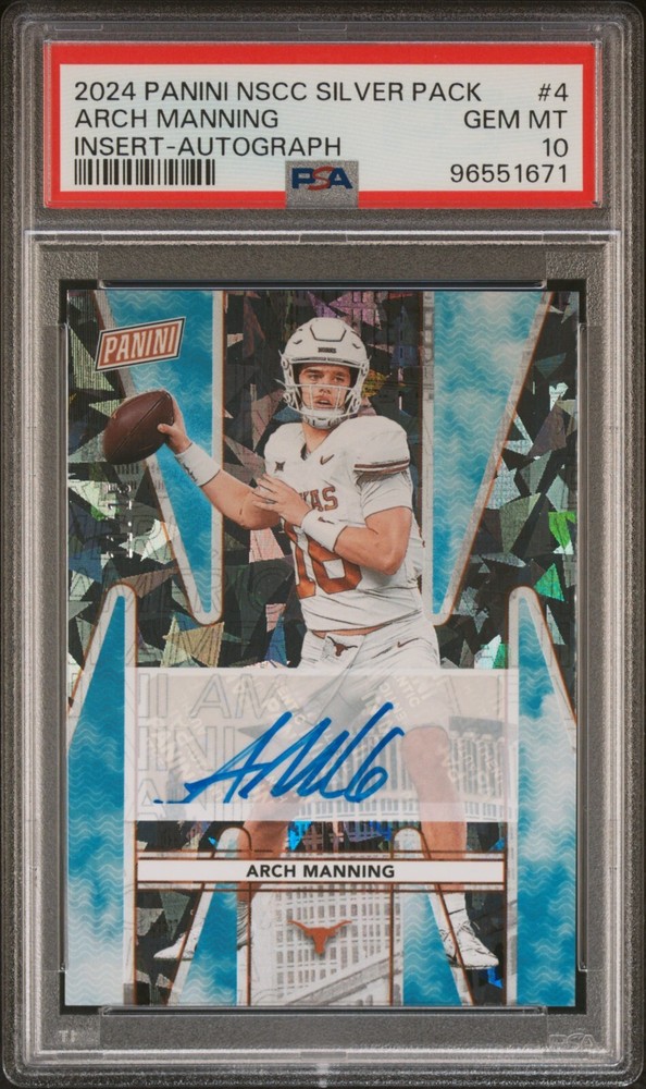 ARCH MANNING 2024 PANINI NSCC Silver Pack Insert Auto 09/15 PSA 10 GEM MT Pop-2