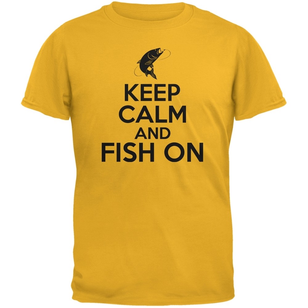Keep Calm Fish On Gold Adult T-Shirt
