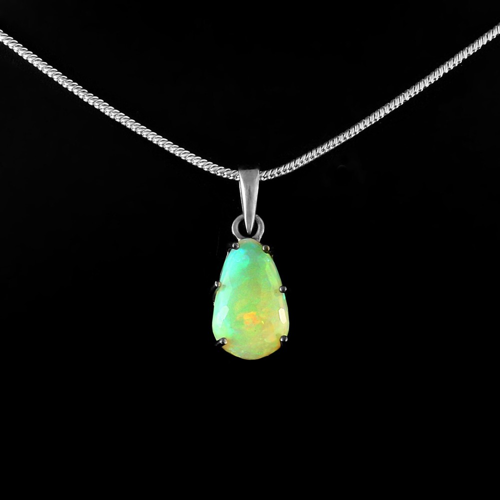 Pendant Opal Natural Silver 925 Sterling Gemstone Solid Jewelry Healing Fire 206