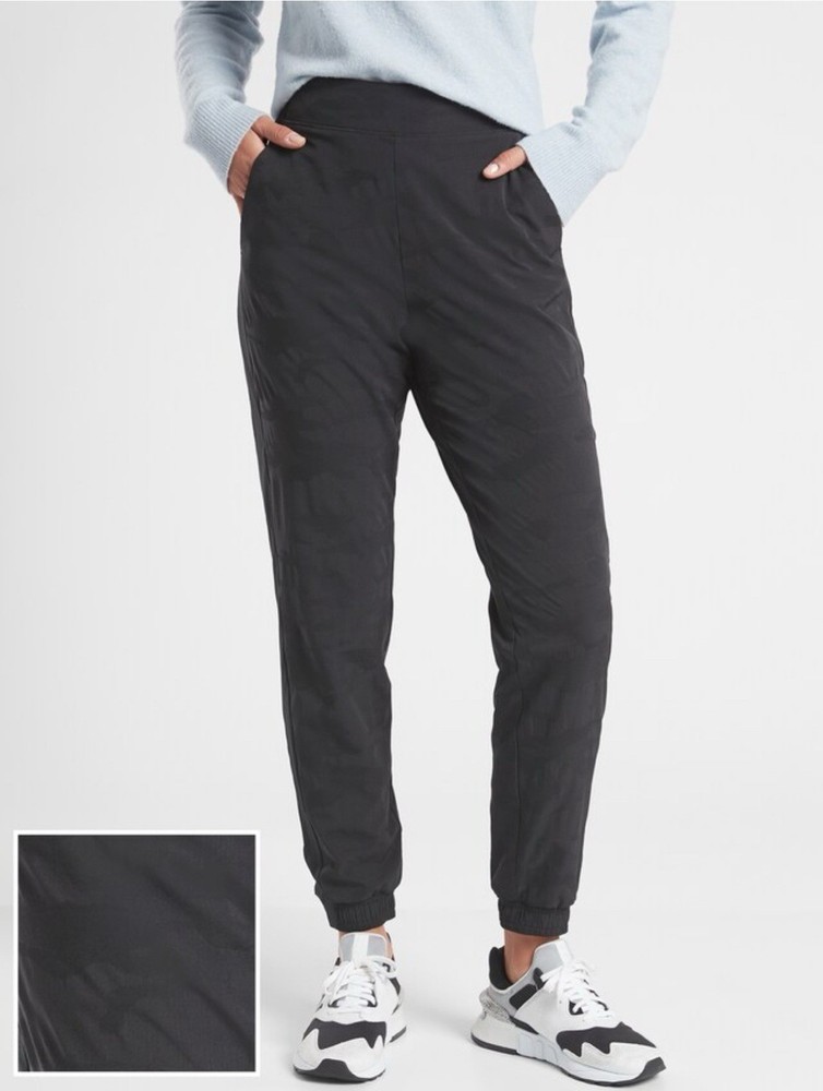 Athleta Brooklyn Textured Lined Jogger Black Camo Size 14