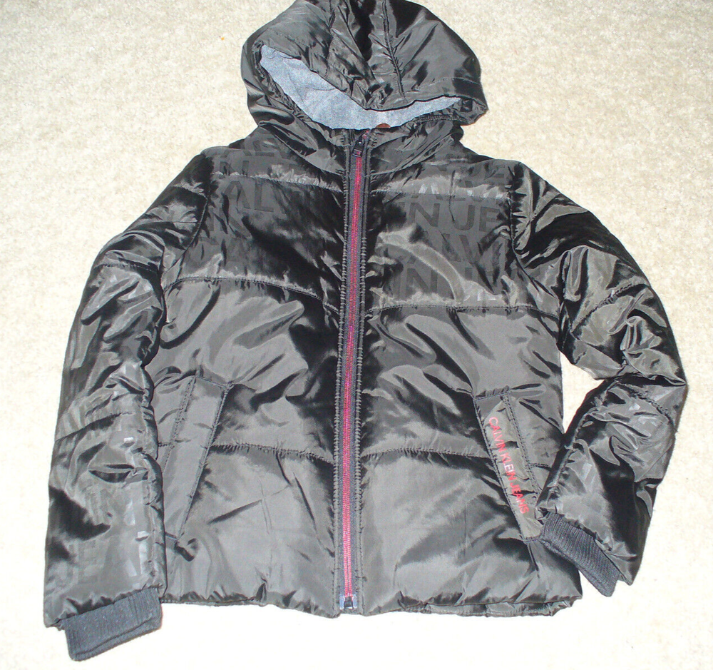 Calvin Klein Jeans Size 7 Black Fleece Lined Puffer Jacket Coat