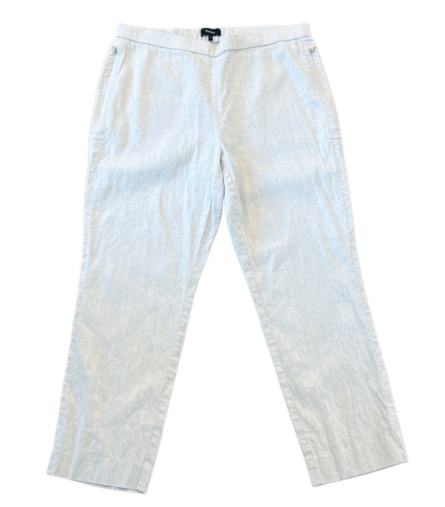 Theory taupe cropped linen blend pants size 10