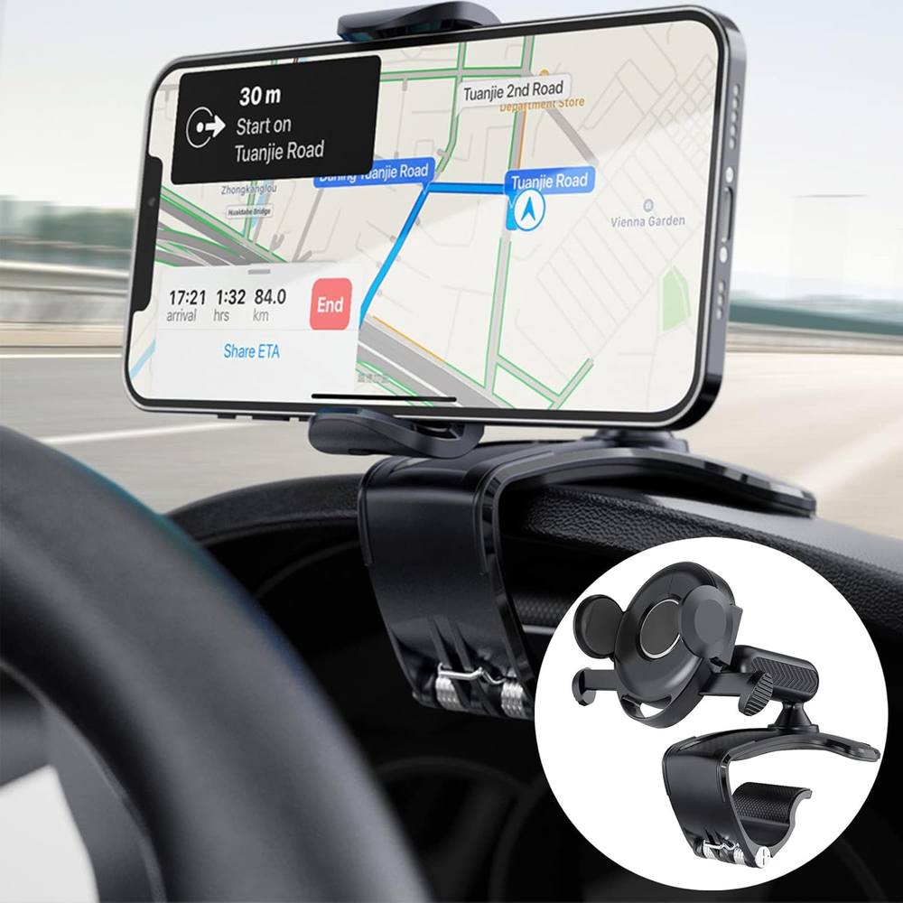 Car Phone Holder Mount, 360 Degree Rotation Cell Phone Holder for Car, Dashboard