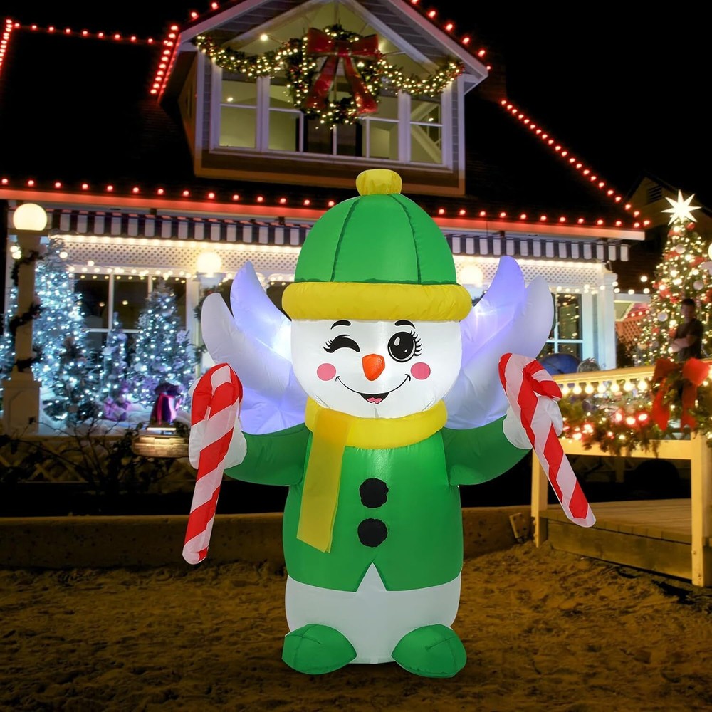 4ft Snowman Christmas Inflatable Decoration, Outdoor Holiday Inflatable