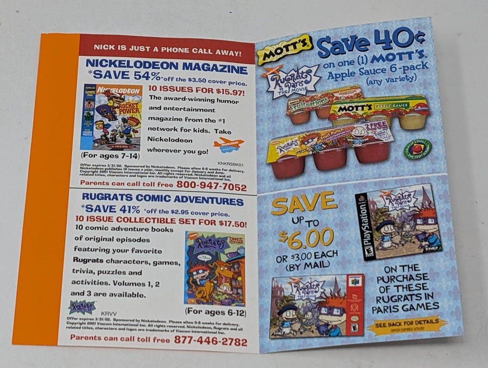 Vintage Nickelodeon Rugrats Nintendo 64 Advertising Coupon Promo Pamphlet 2000-image