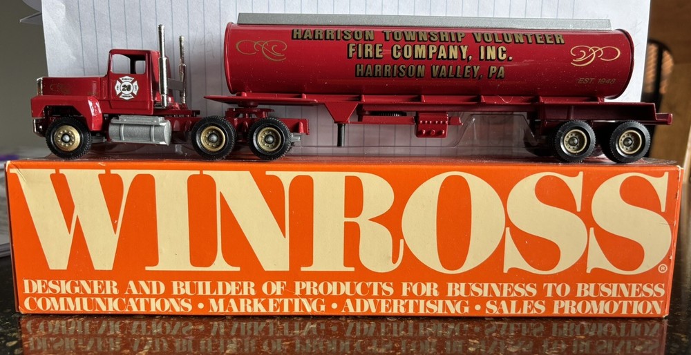 WINROSS 1988 Fire Dept Tractor Trailer Tanker Harrison Township NIB
