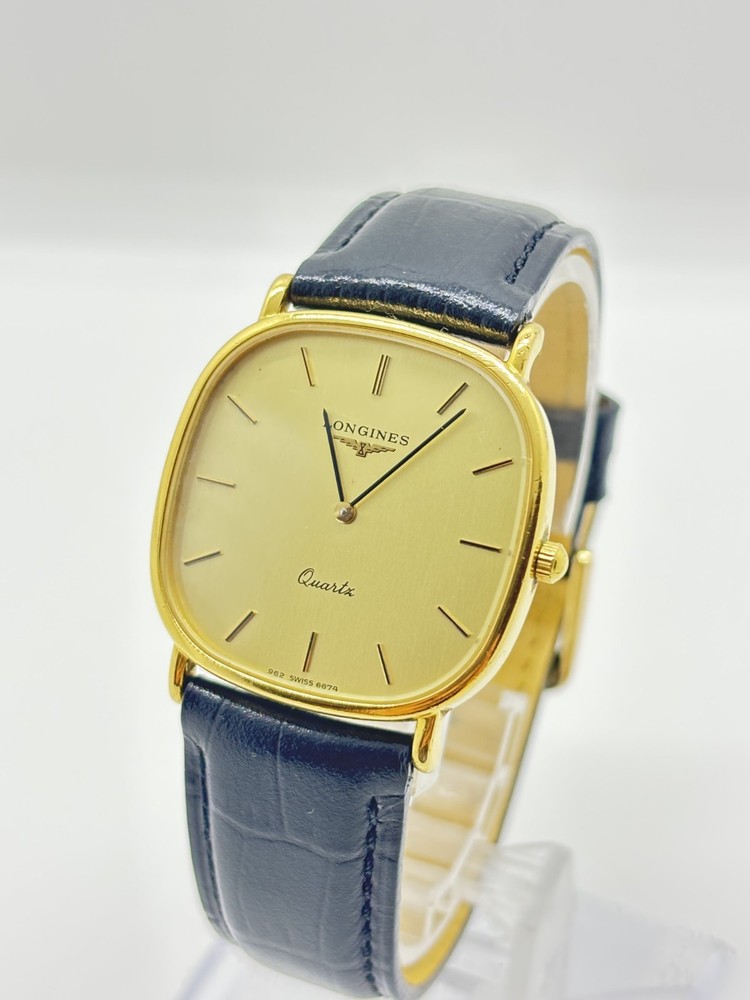 [Near Mint] LONGINES 962.6674 Quartz Square Men's Watch Gold Dial Working F/S