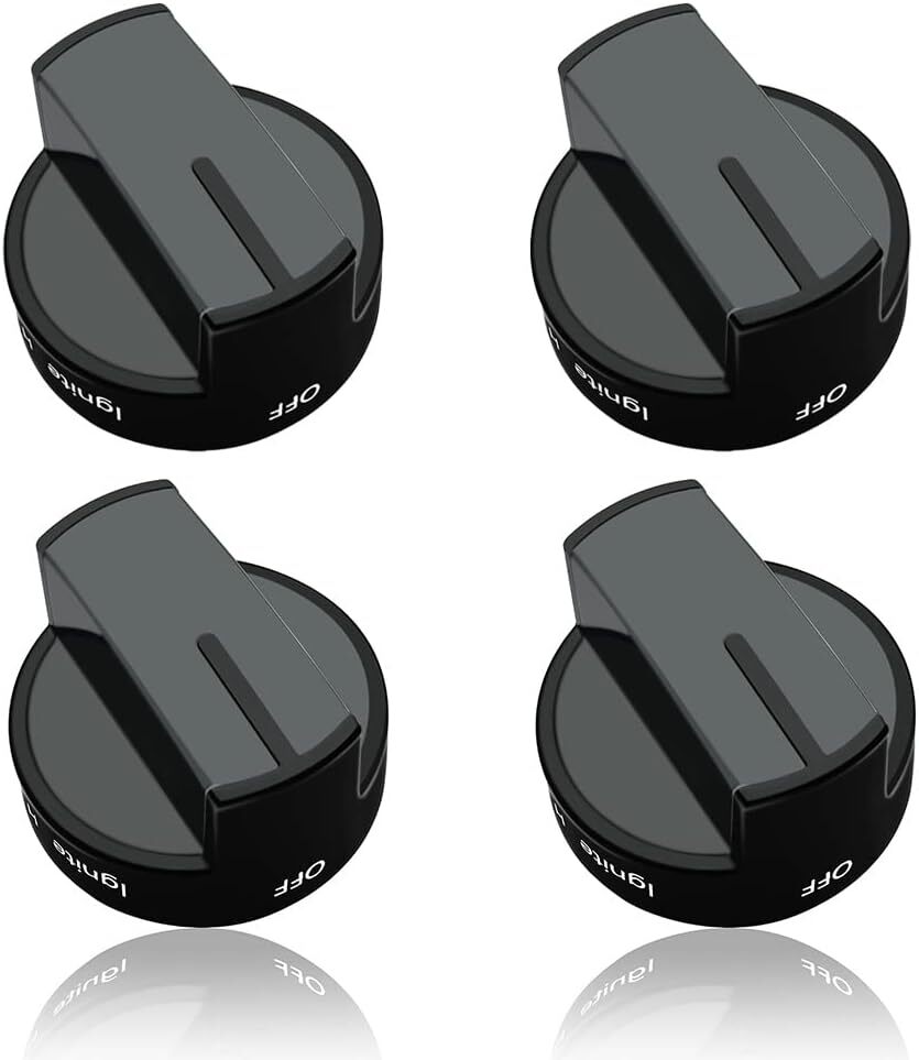 4-Pack Black Whirlpool Gas Range Knob Replacement W10339442