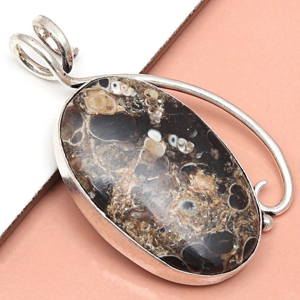 Handcrafted Turtella Jasper Silver Pendant Unisex Jewelry