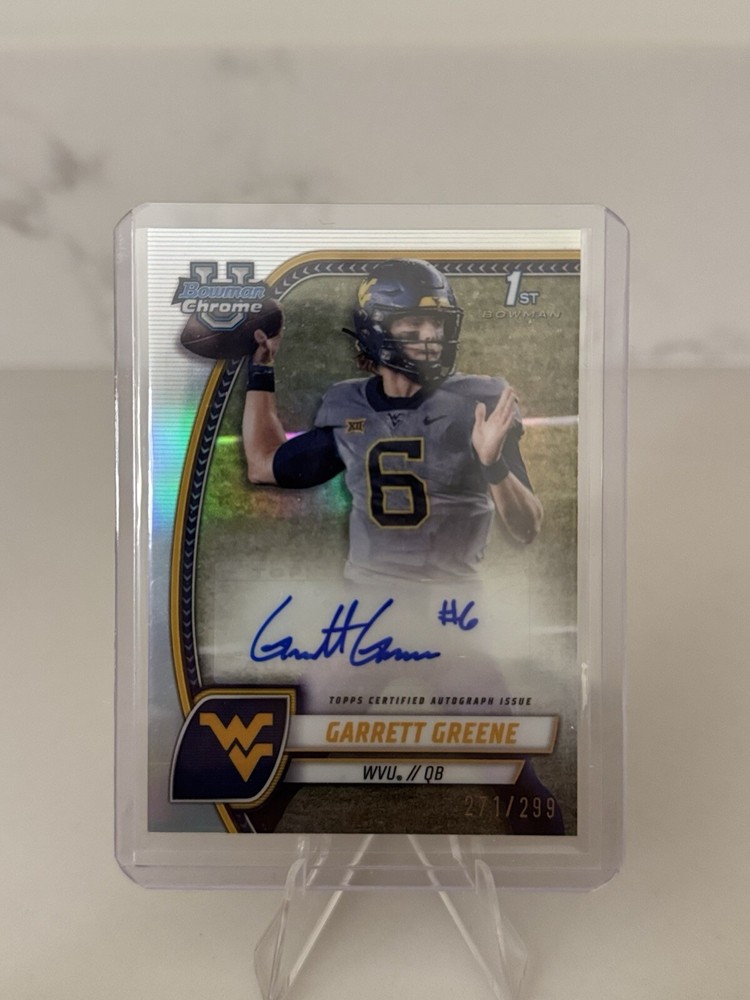 2024 BOWMAN CHROME U GARRETT GREENE PA-GGR 1ST REFRACTOR AUTO #/299 🔥 WVU