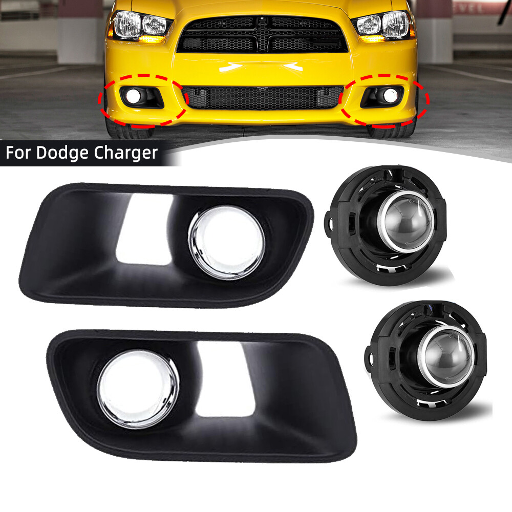 Bumper Fog Light Lamp w/Chrome Cover 4Pcs/Set For Dodge Charger SRT-8 2012-2015
