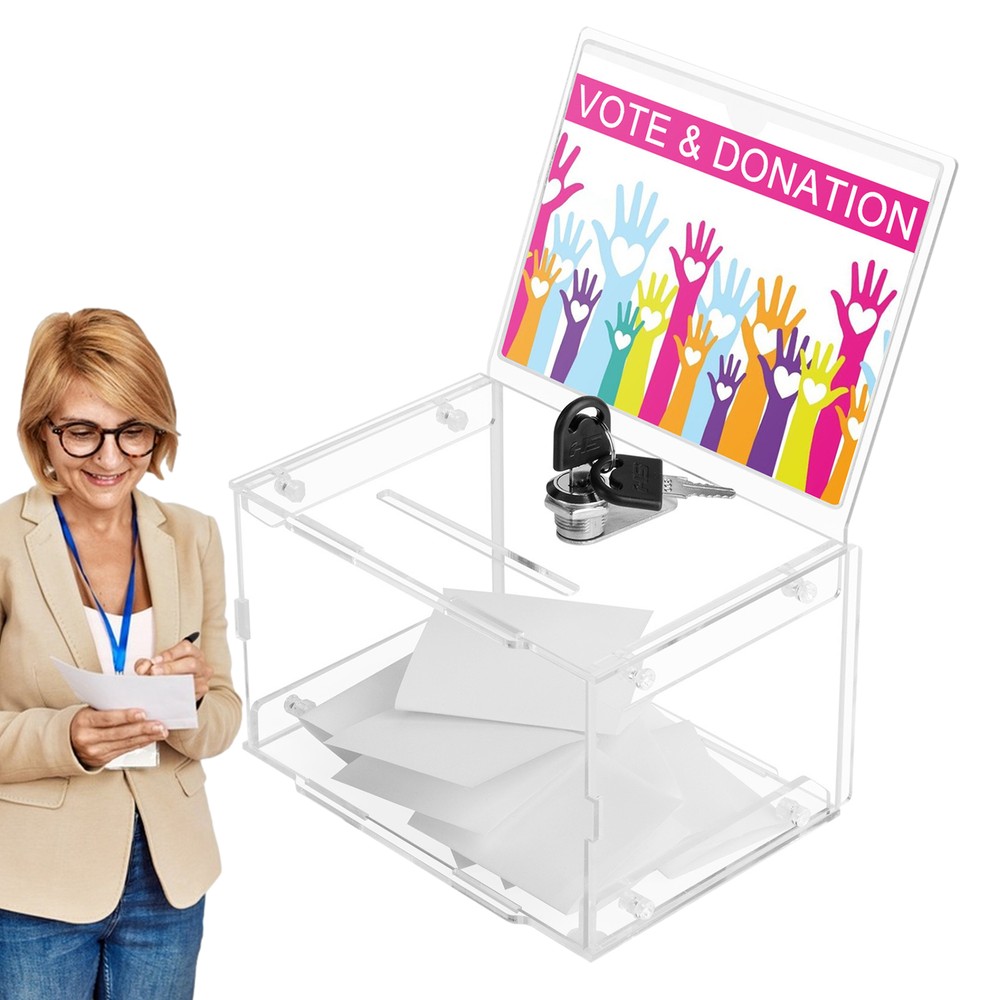 Clear Acrylic Donation Box Ballot Box Charity Box With Lock And Keys