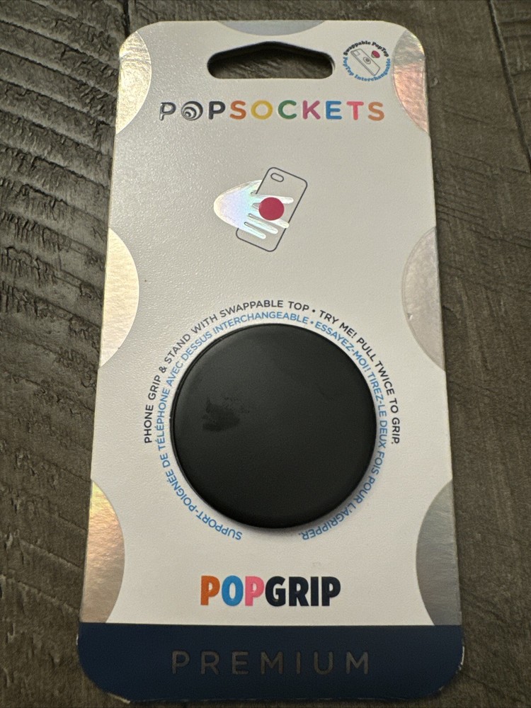 PopSockets PopGrip with Swappable Top for Phones & Tablets - Black (800857)