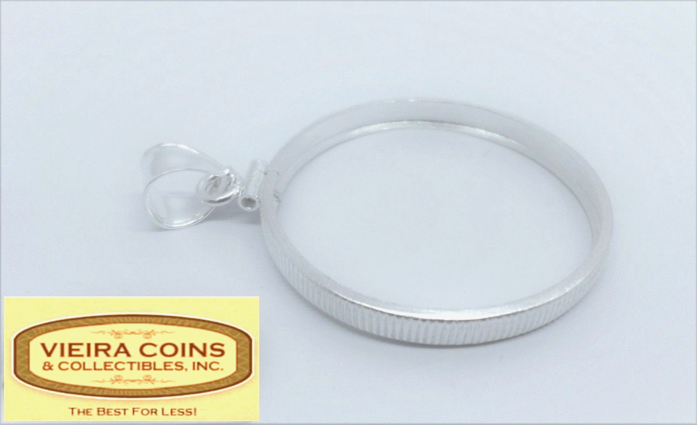 Sterling Silver U.S. NICKEL 21.2mm Coin Bezel Frame Reeded Edge Mount Bail-#B097
