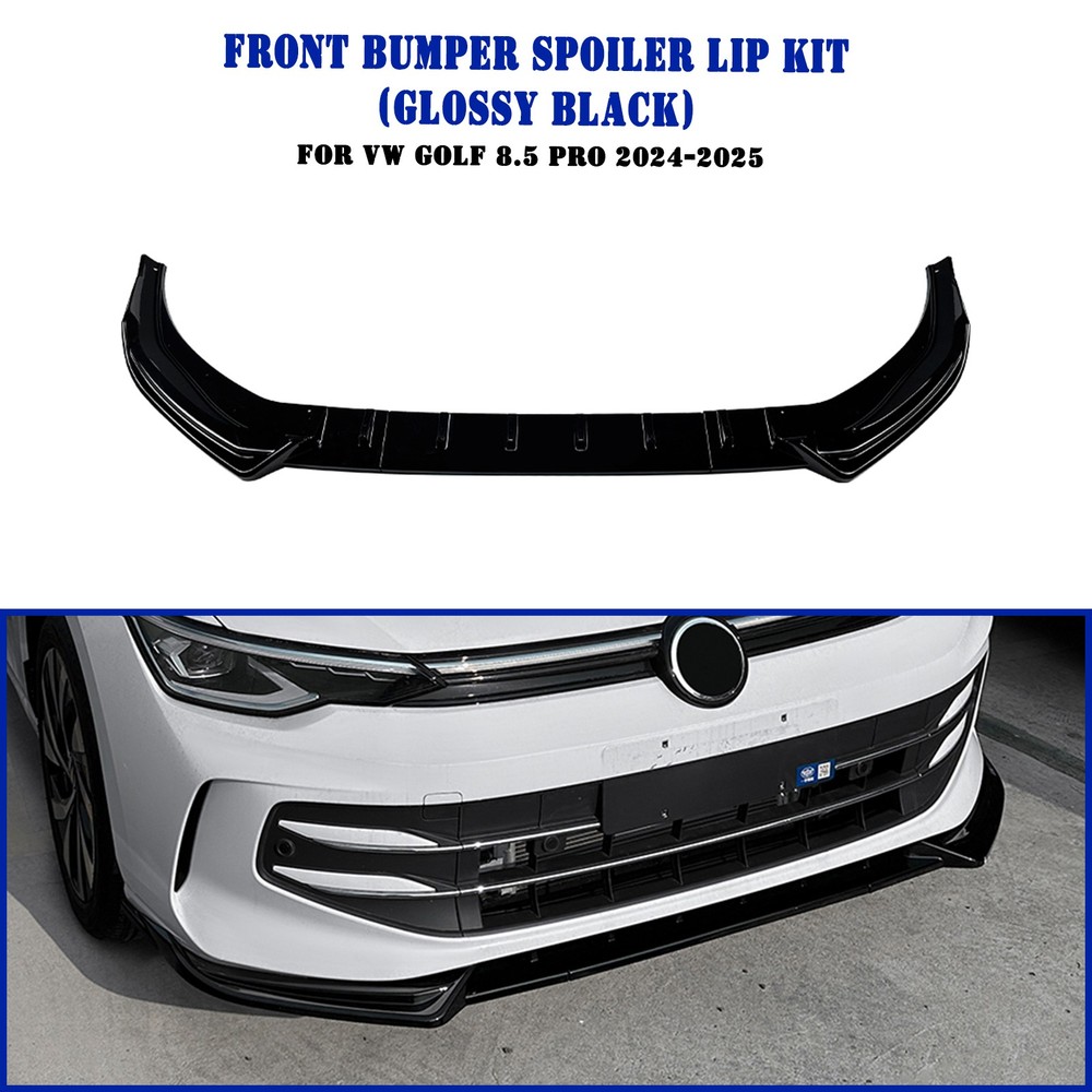 3x Gloss Black Front Bumper Spoiler Lip Splitter For VW Golf 8.5 Base 2024-25
