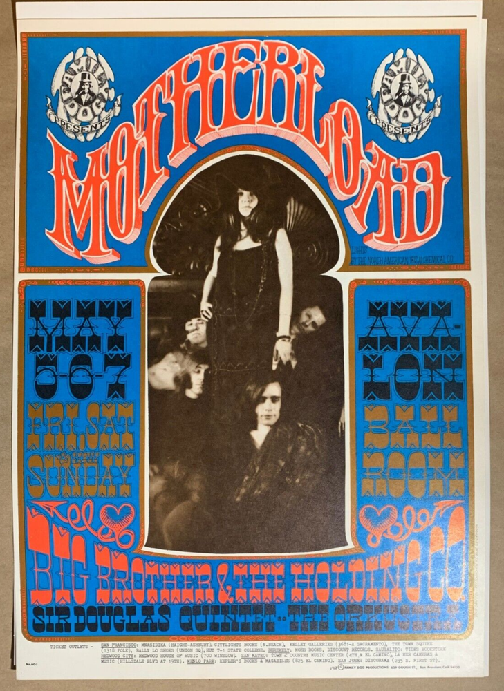 BIG BROTHER 1967 AVALON BALLROOM FAMILY DOG CONCERT POSTER FD-60(2) Griffin