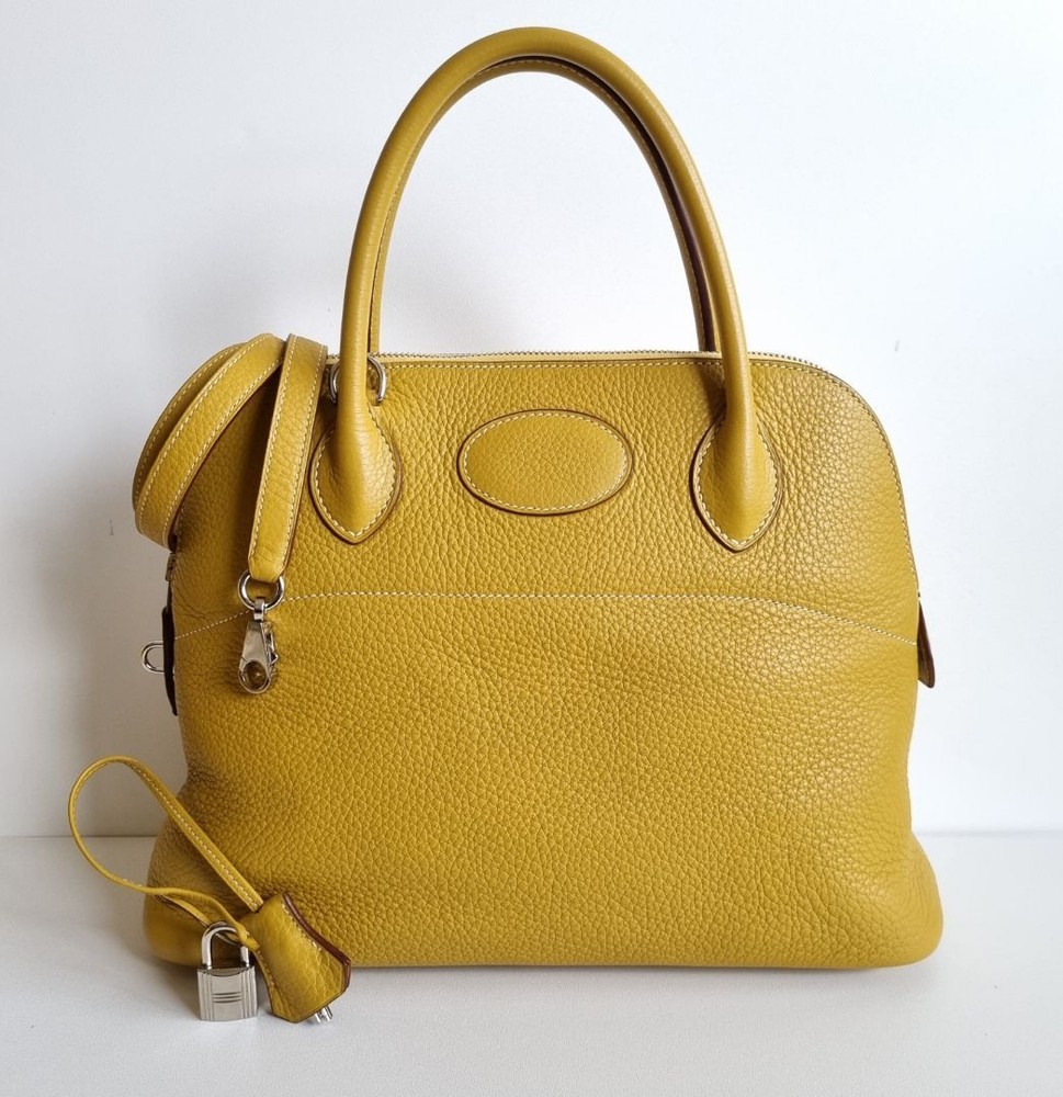 Hermès Bolide 31 Clemence Leather in Curry