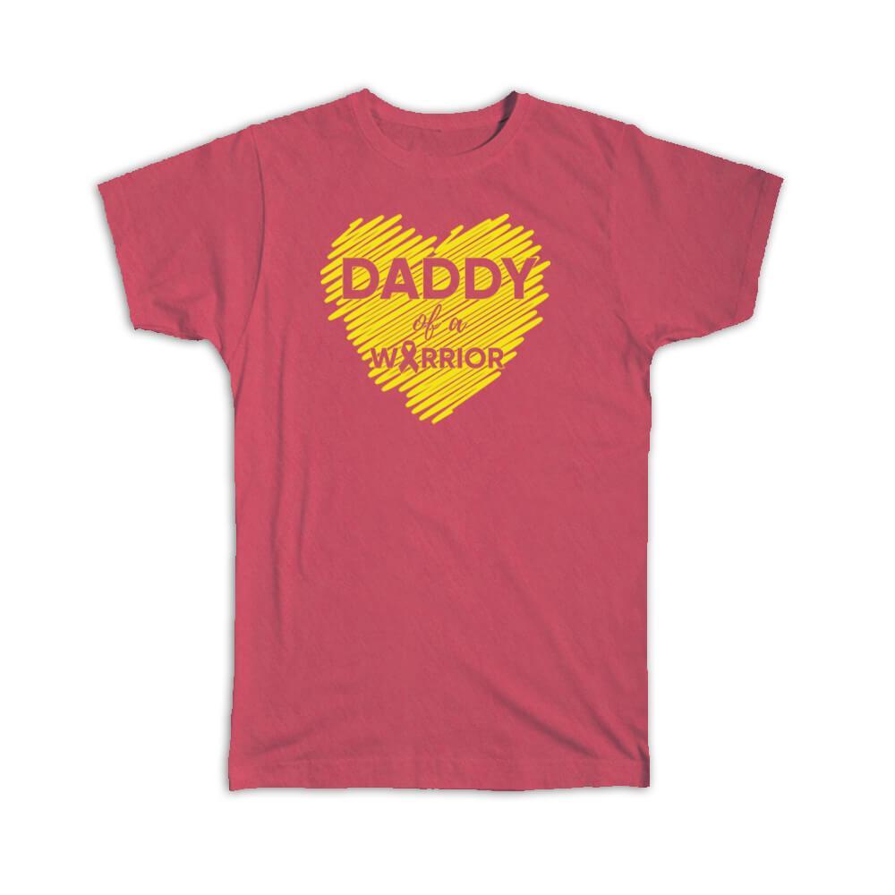Gift T-Shirt : Daddy Of A Warrior Childhood Cancer Awareness Support For Father