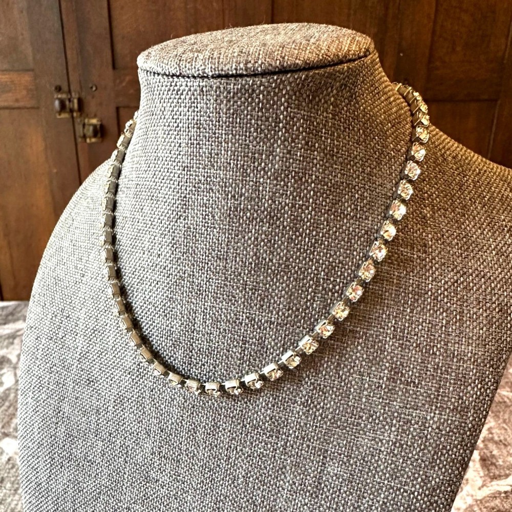 Vintage Rhinestone Choker Tennis Necklace 12
