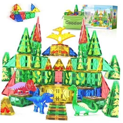 Dinosaur Toys Magnetic Tiles - Magnet Building Blocks for Toddler Kids Toys