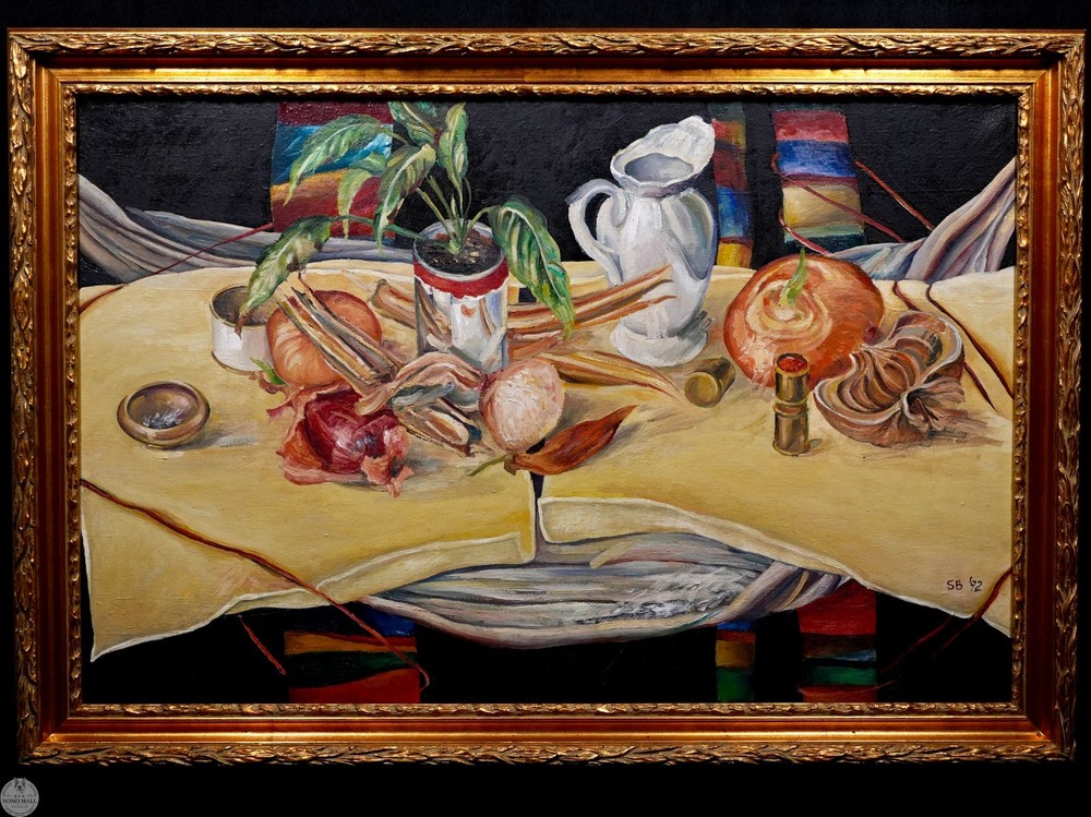 Vintage Framed Original Modernist Still Life Oil on Canvas By Sanda Butiu
