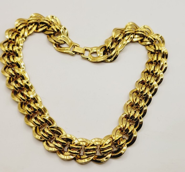Vintage Napier Necklace CHUNKY Gold tone Thick 18